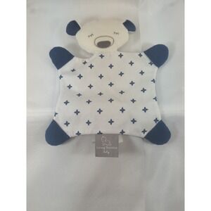 Living Textiles Baby Bear Lovey Security Blanket Plush Blue Stars 2015 EUC